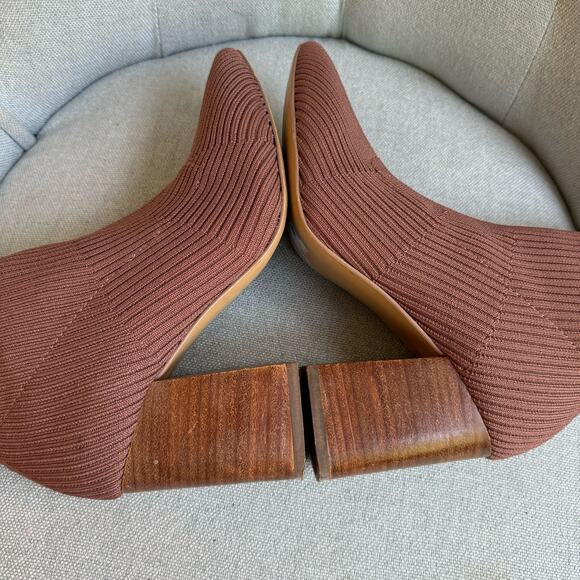 Steven New York Nichol Knit Bootie Ribbed Sock Bootie Pull-on Cognac Women's 7.5 - Picture 6 of 7